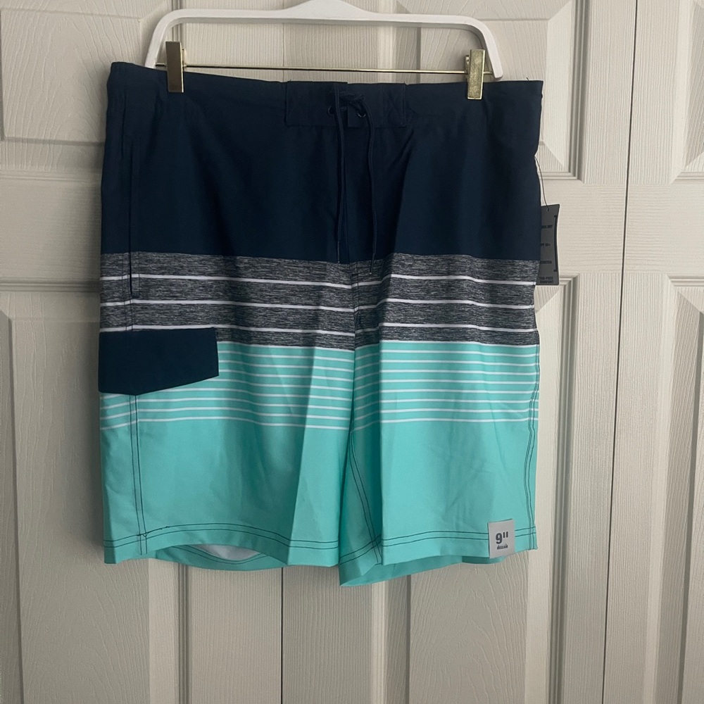 George men's striped 9” inseam Board Shorts UPF 50+.  #0056